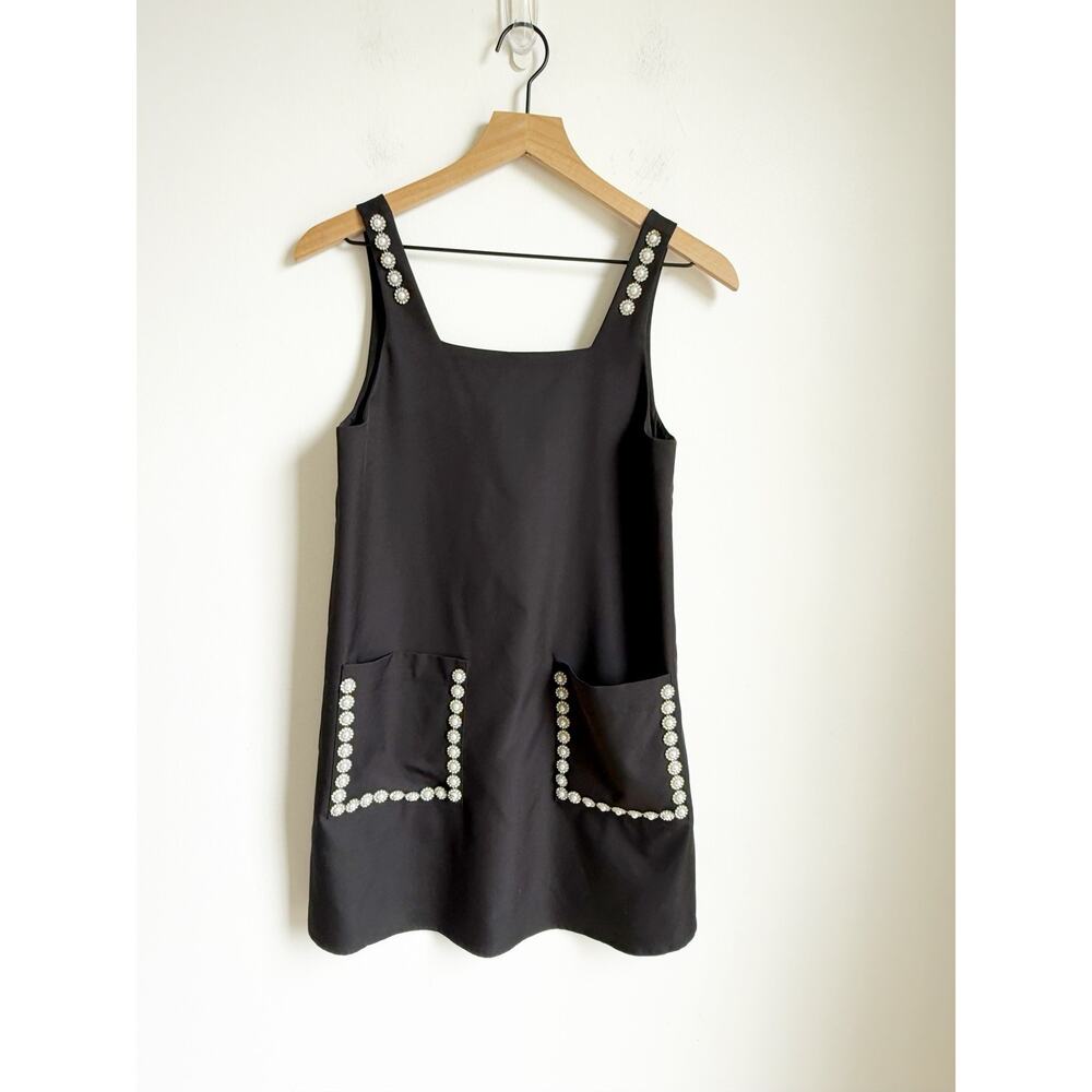Zara Jewel Pocket Pinafore Dress Black 13/14 - Picture 2 of 4